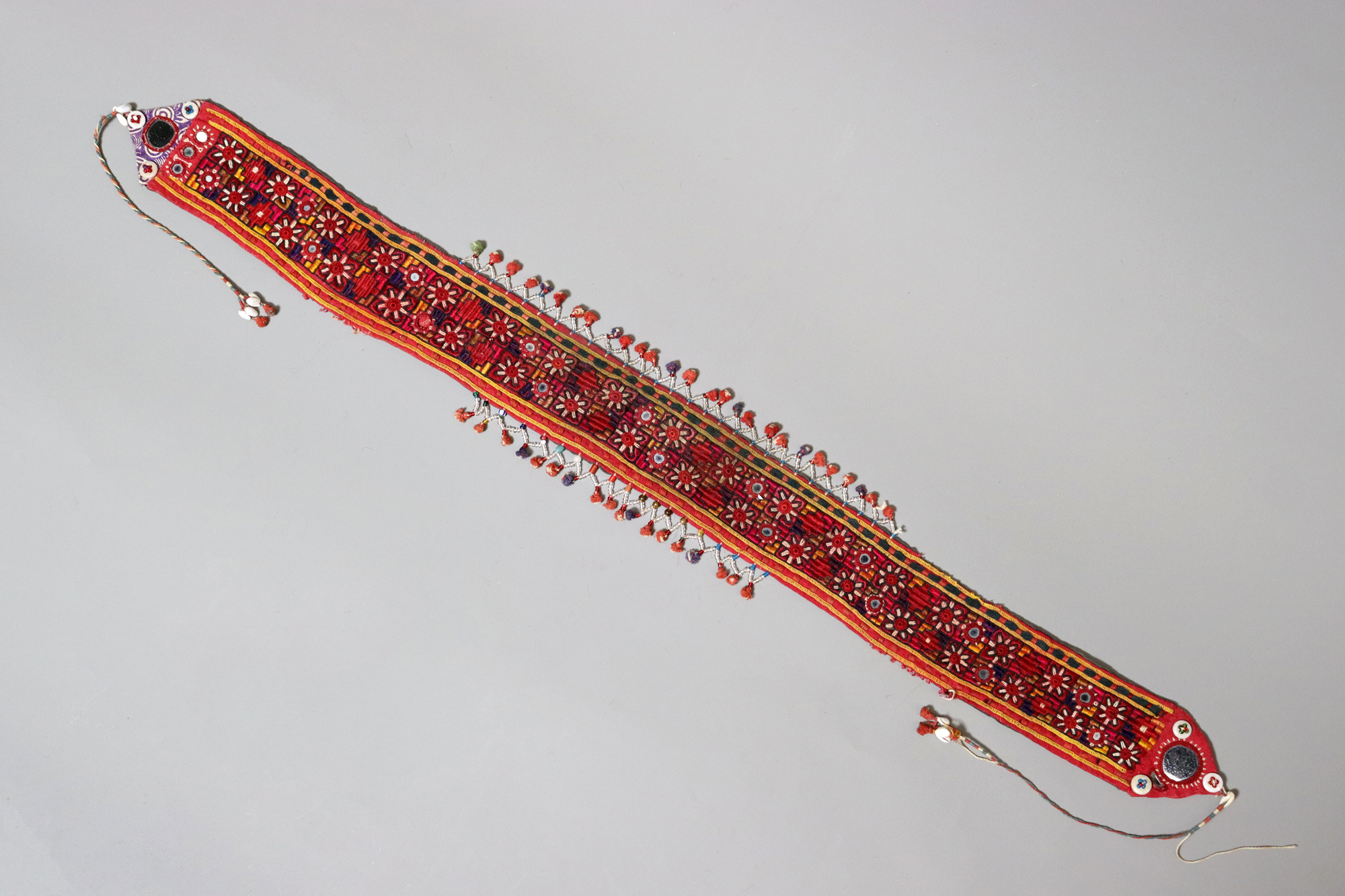 Antique Ethnic Embroidery Mirror Work Textile Band India Shisha Banjara Kutch No:22/36