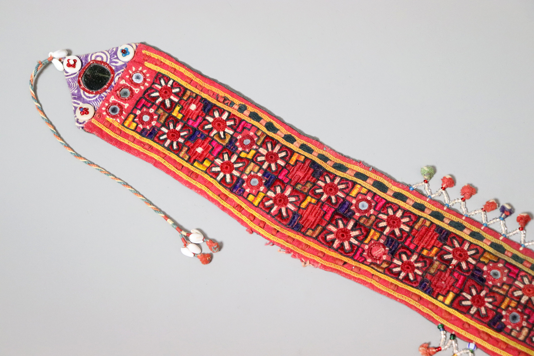 Antike ethnische Stickerei Spiegelarbeit Textilband Indien Shisha Banjara Kutch Nr:22/36