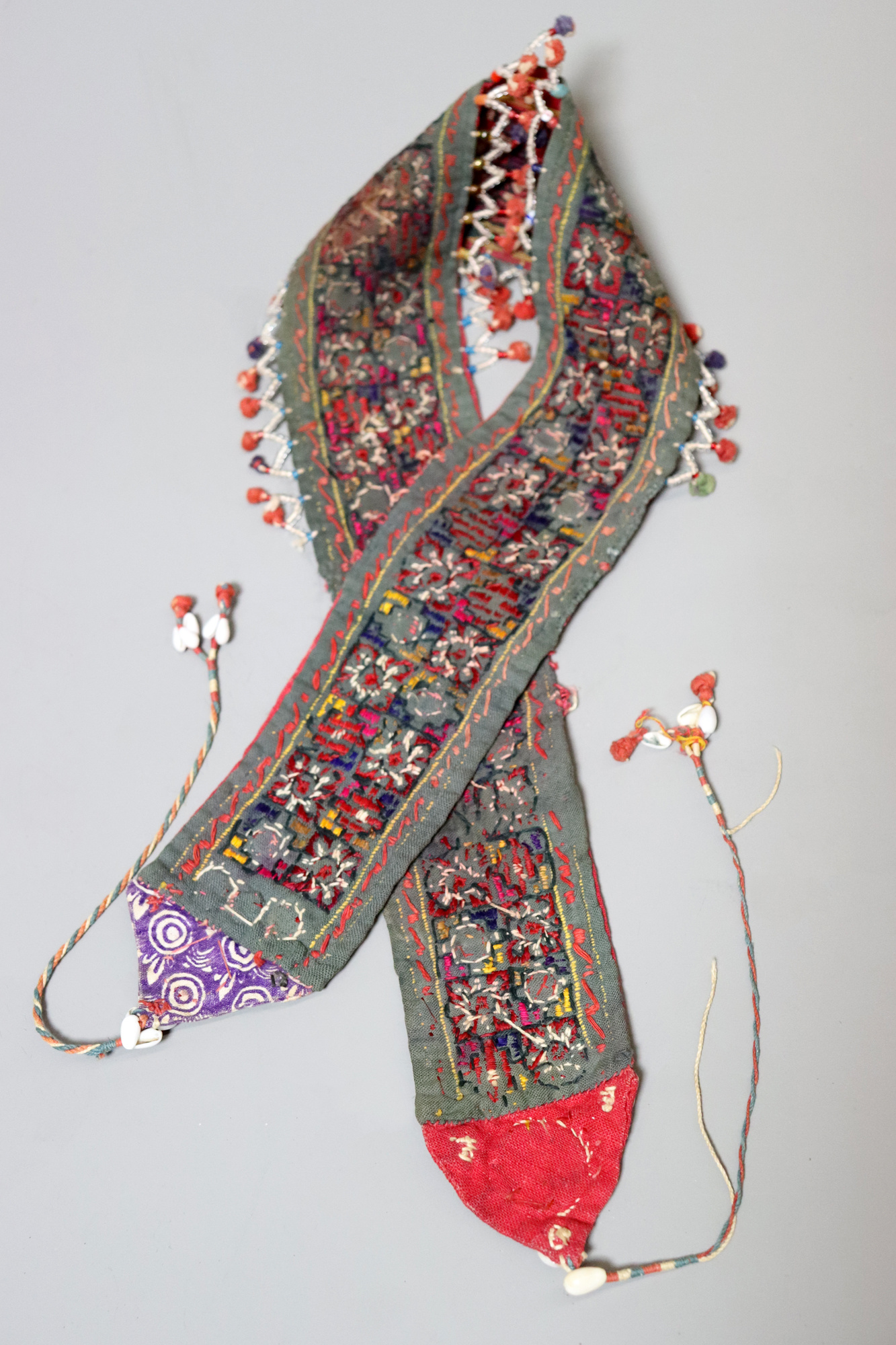 Antique Ethnic Embroidery Mirror Work Textile Band India Shisha Banjara Kutch No:22/36
