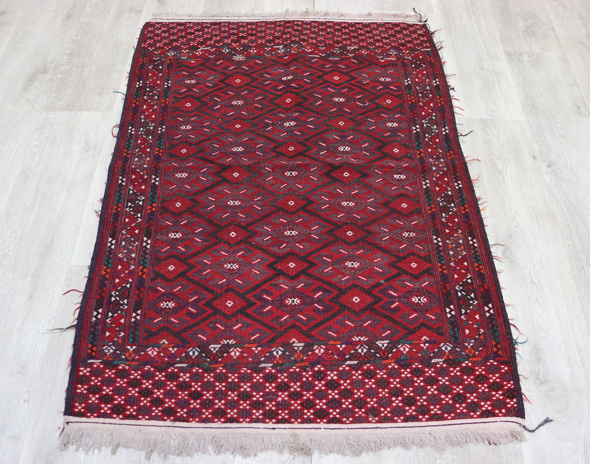 130x90 cm Antique rare oriental Fine  nomadic turkmen yomud Sumakh Kilim rug No: -  741
