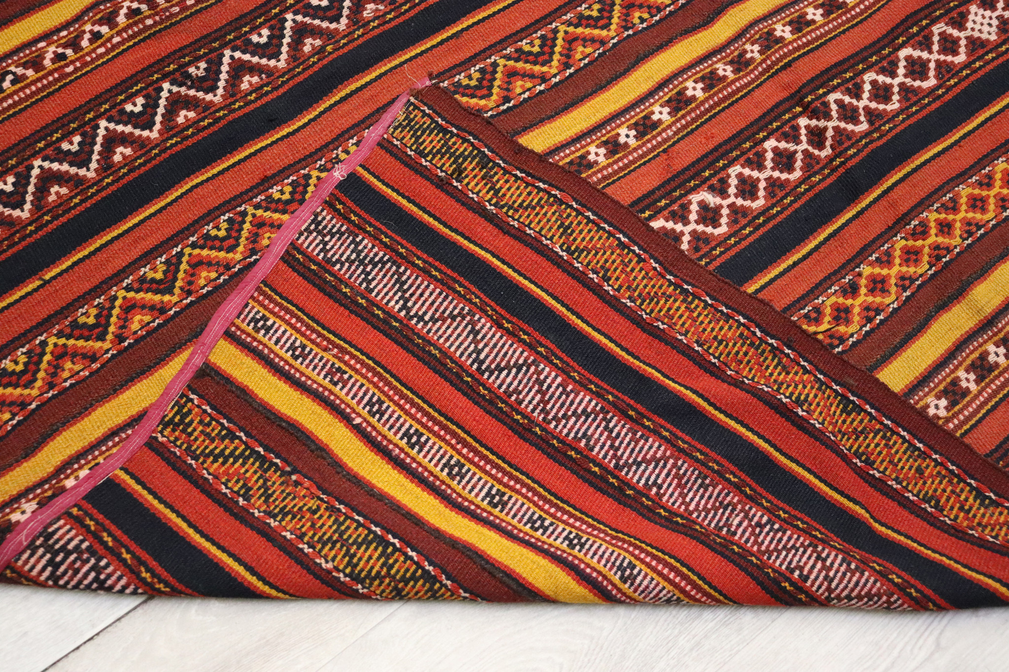 175x145 cm vintage handgewebte Nomaden Uzbek  Jejim kelim  Nr. 659