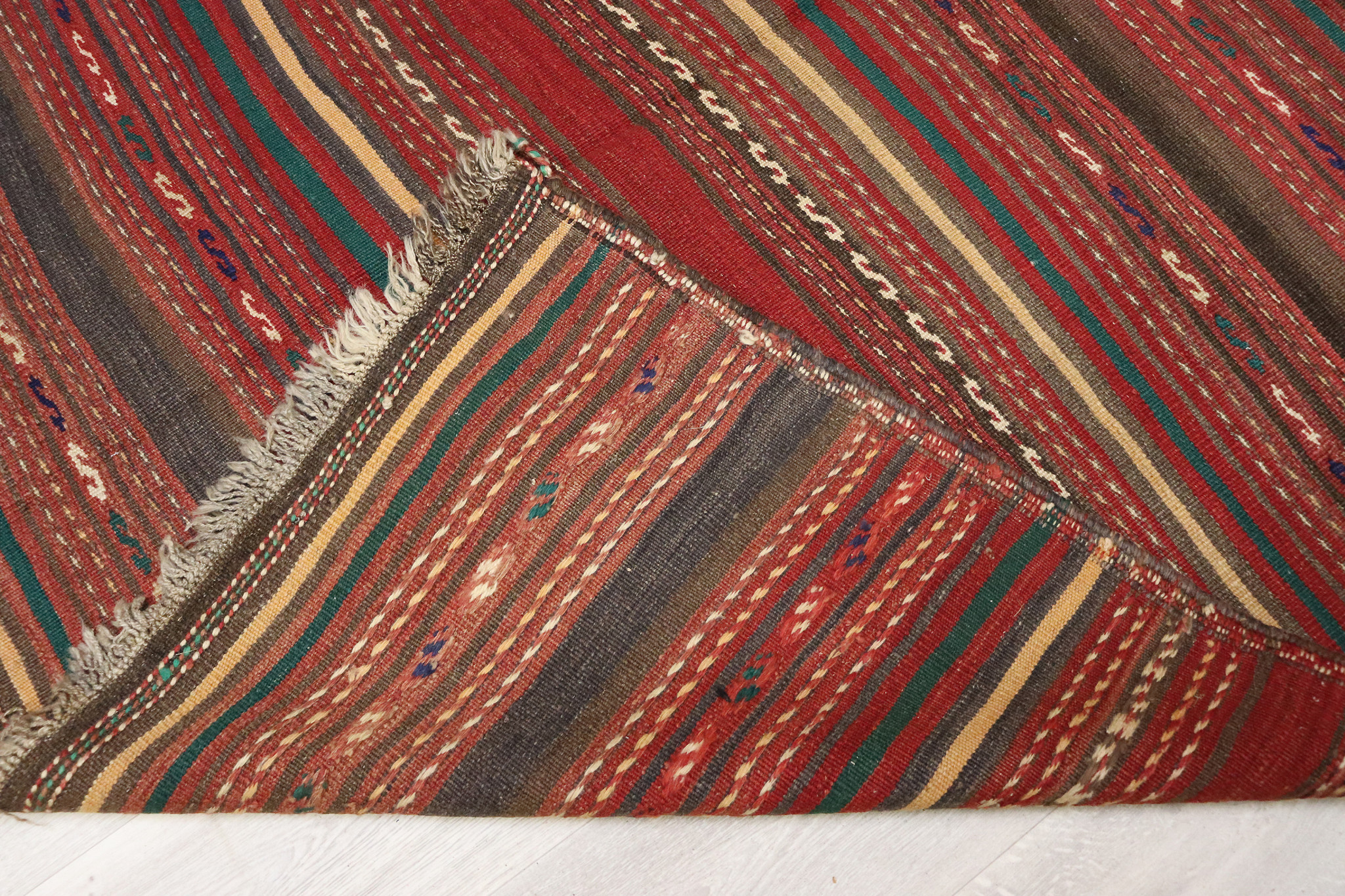 380x175 cm vintage handgewebte Nomaden  Mashhadi kelim  No: - 56