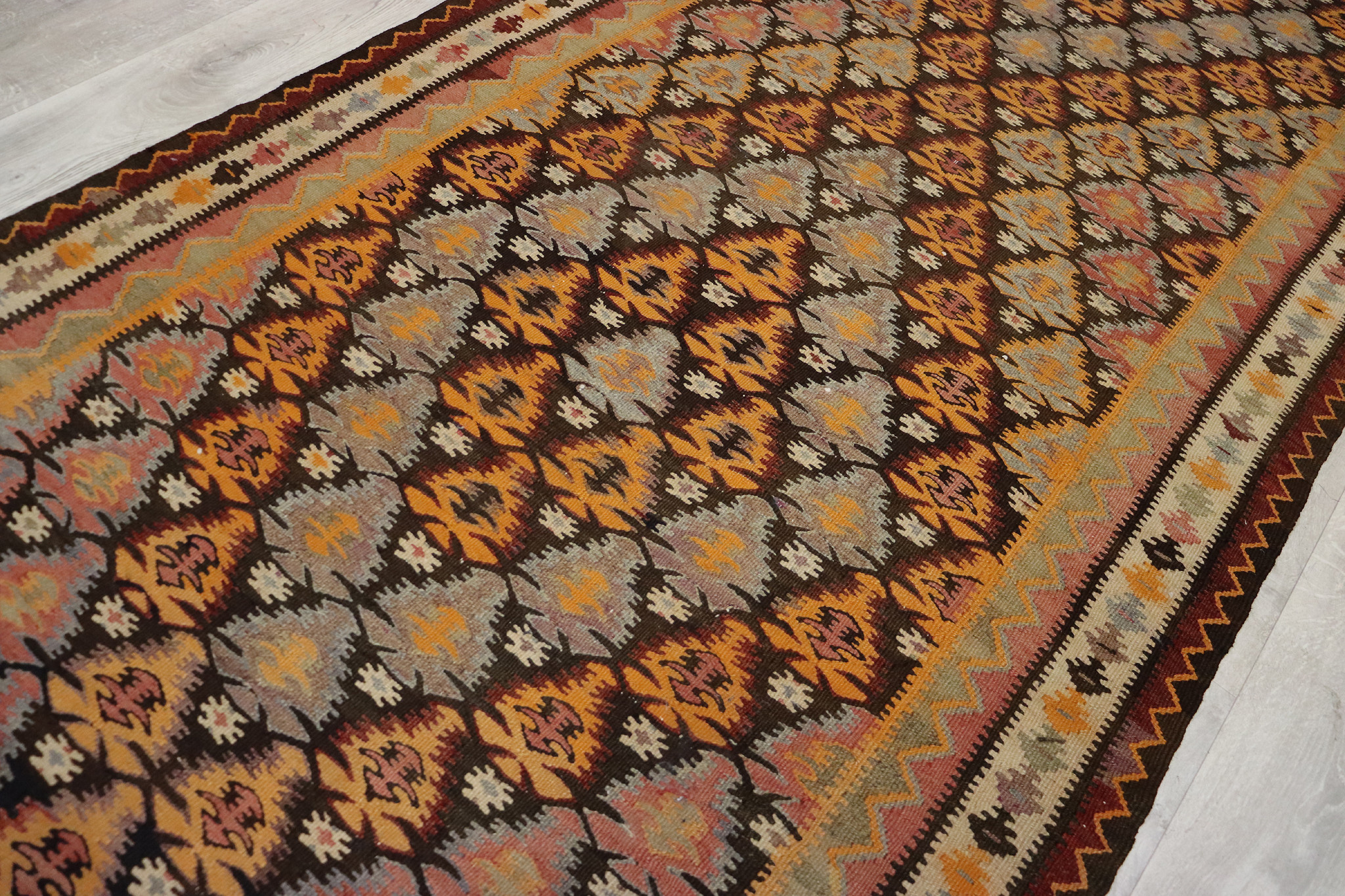 340x113 cm Antique rare oriental Fine  nomadic sarand Kilim rug No: 636
