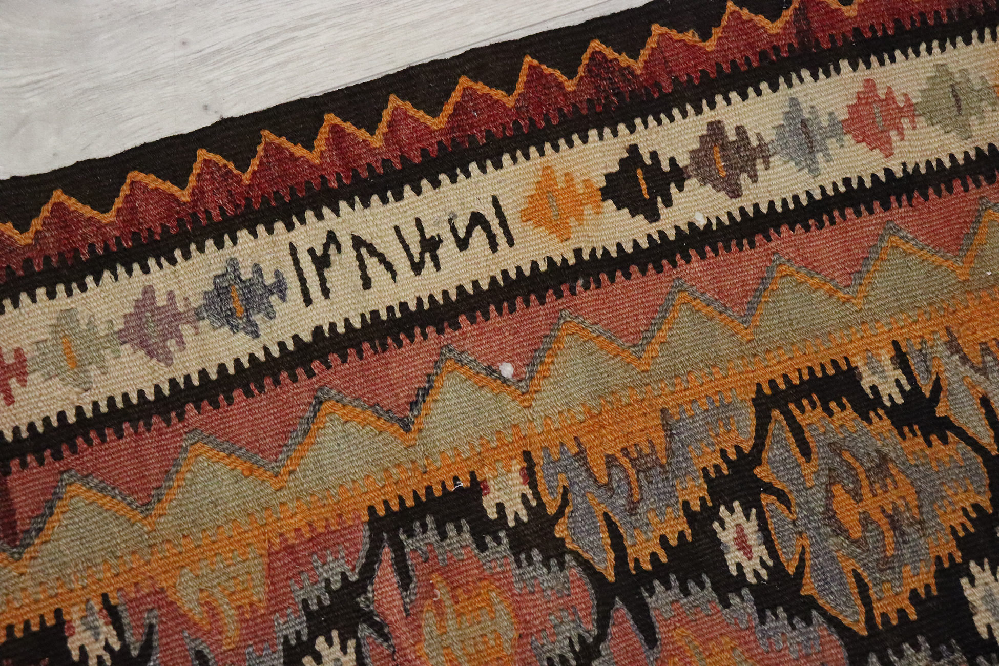 340x113 cm Antique rare oriental Fine  nomadic sarand Kilim rug No: 636