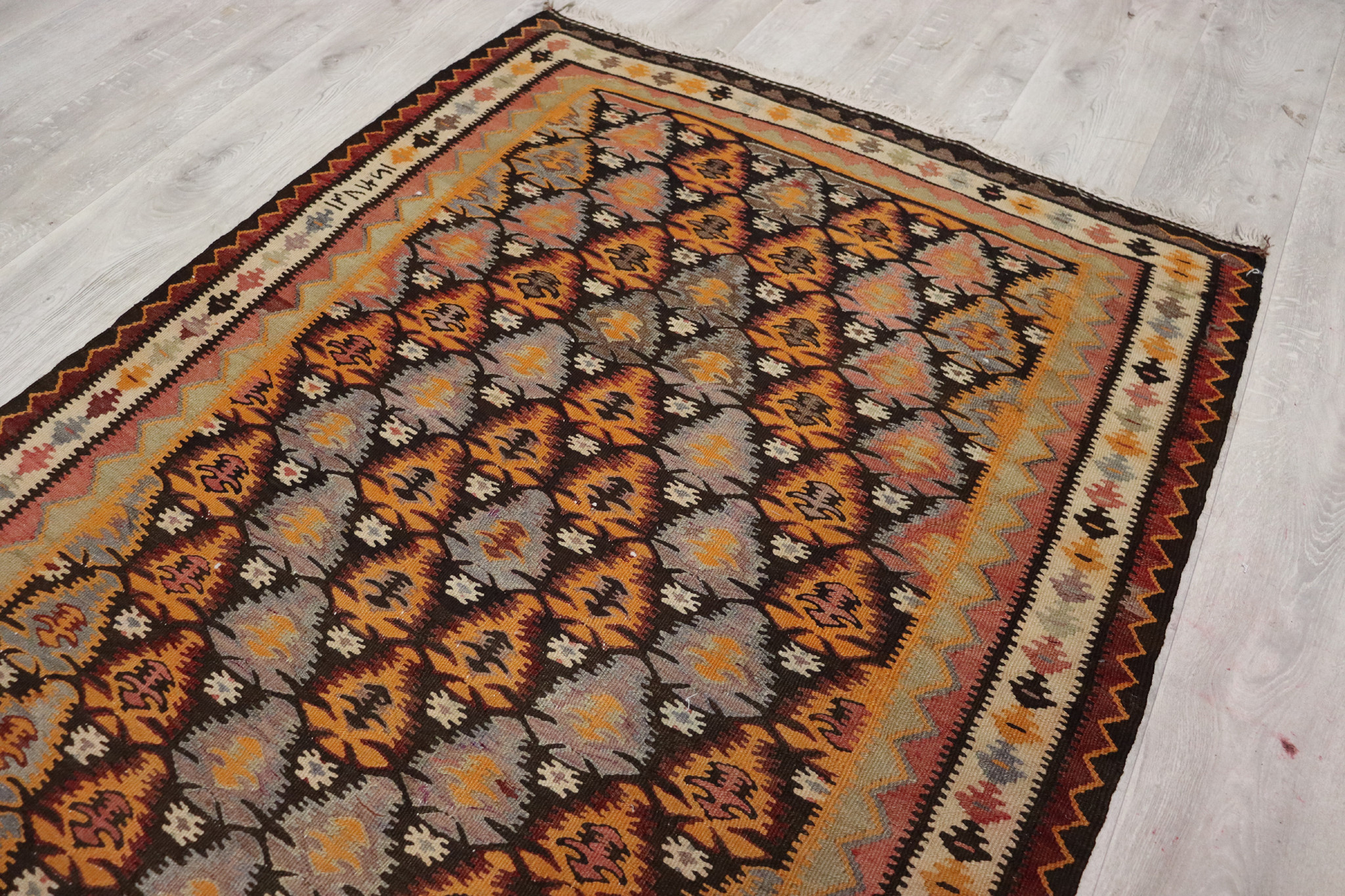 340x113 cm Antique rare oriental Fine  nomadic sarand Kilim rug No: 636
