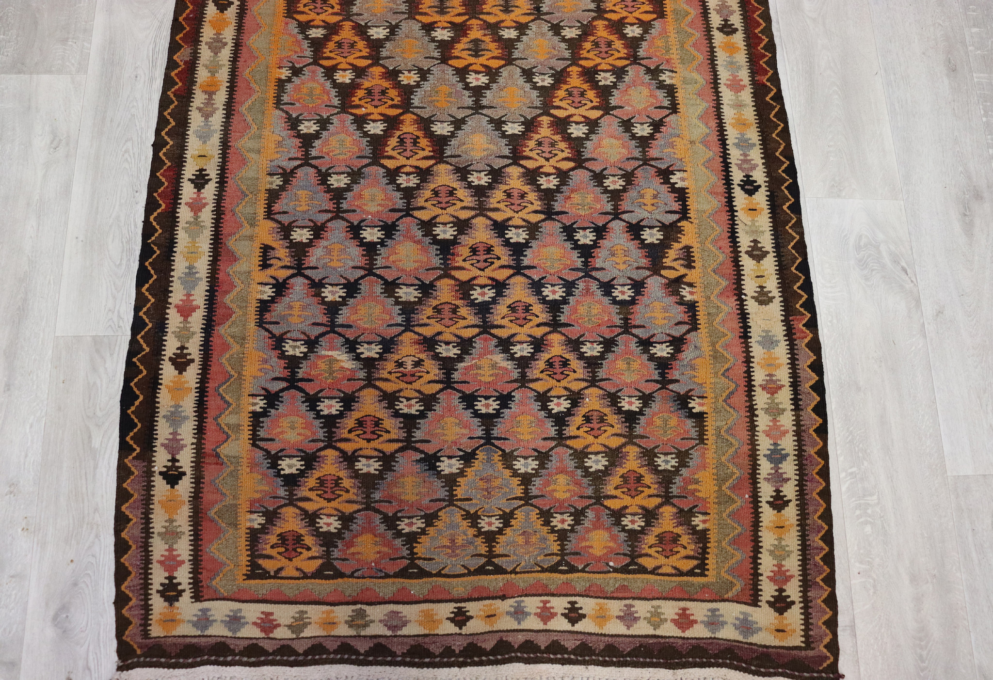340x113 cm Antique rare oriental Fine  nomadic sarand Kilim rug No: 636