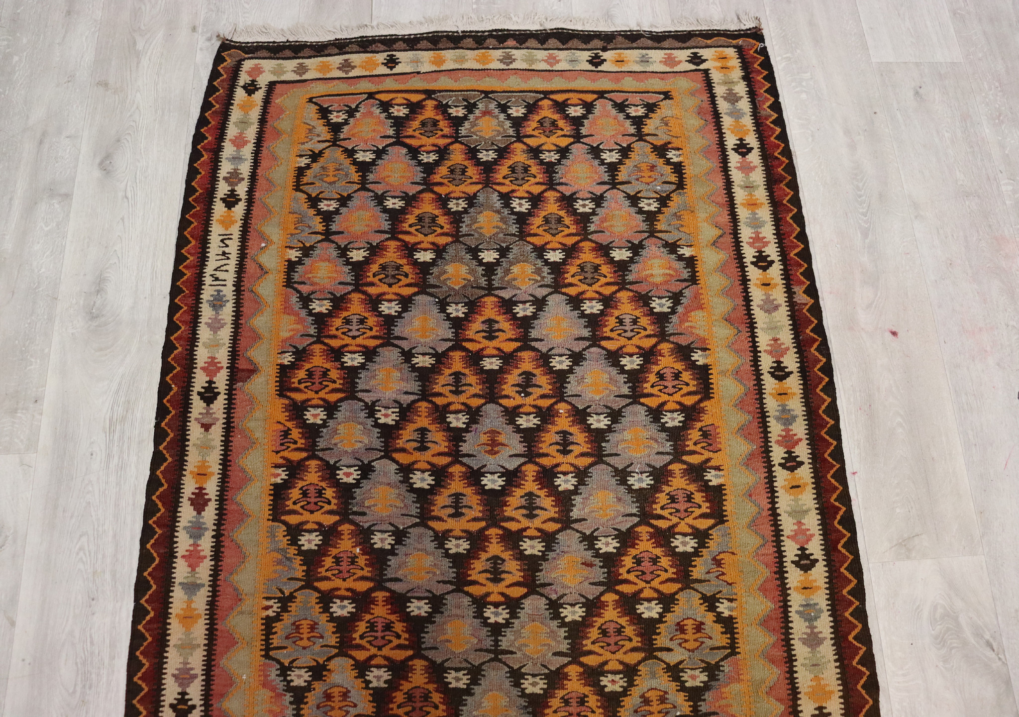 340x113 cm Antique rare oriental Fine  nomadic sarand Kilim rug No: 636