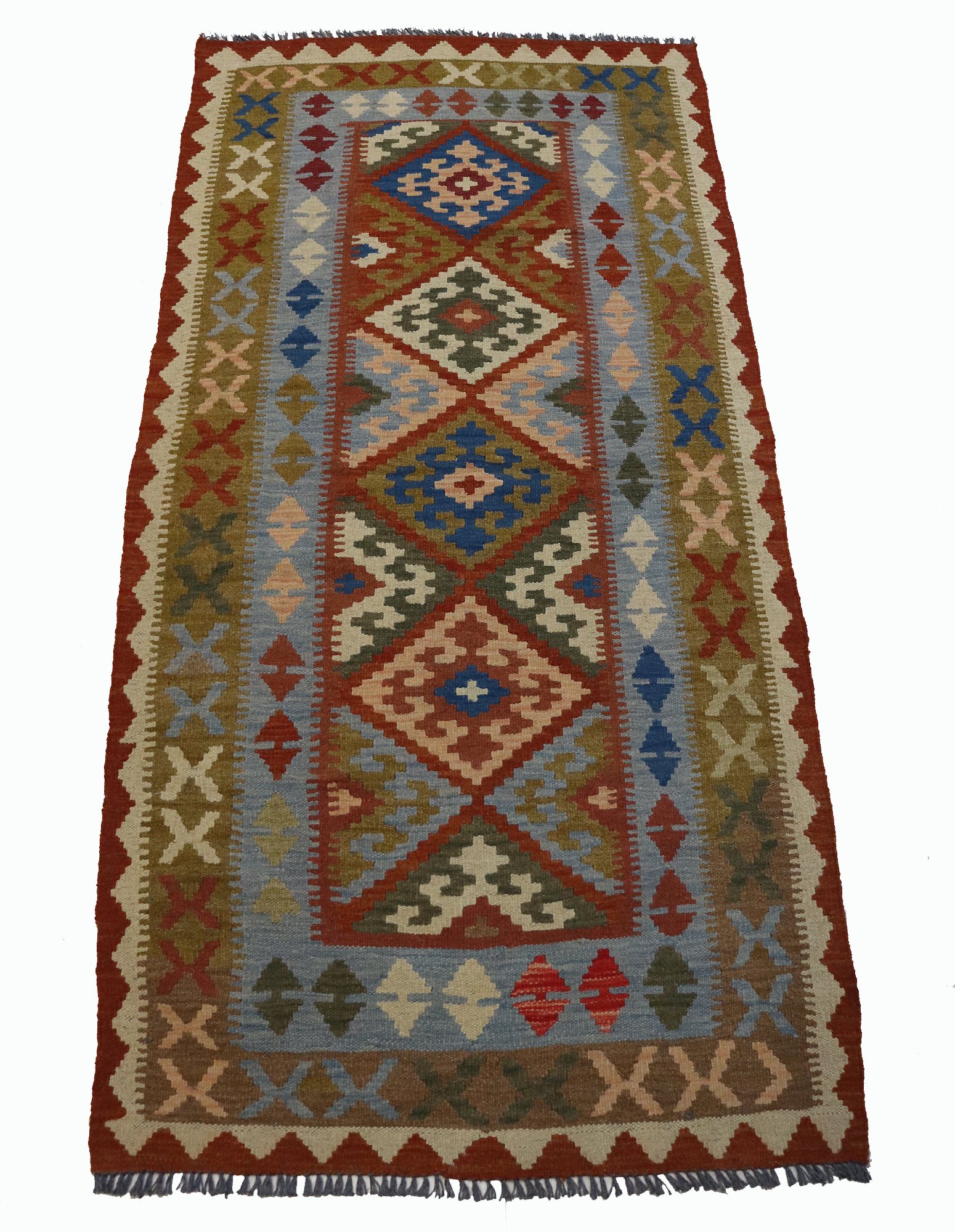 205x103 cm handgewebte nomaden orientt chobi Kelim aus Afghanistan  Nr:  3534