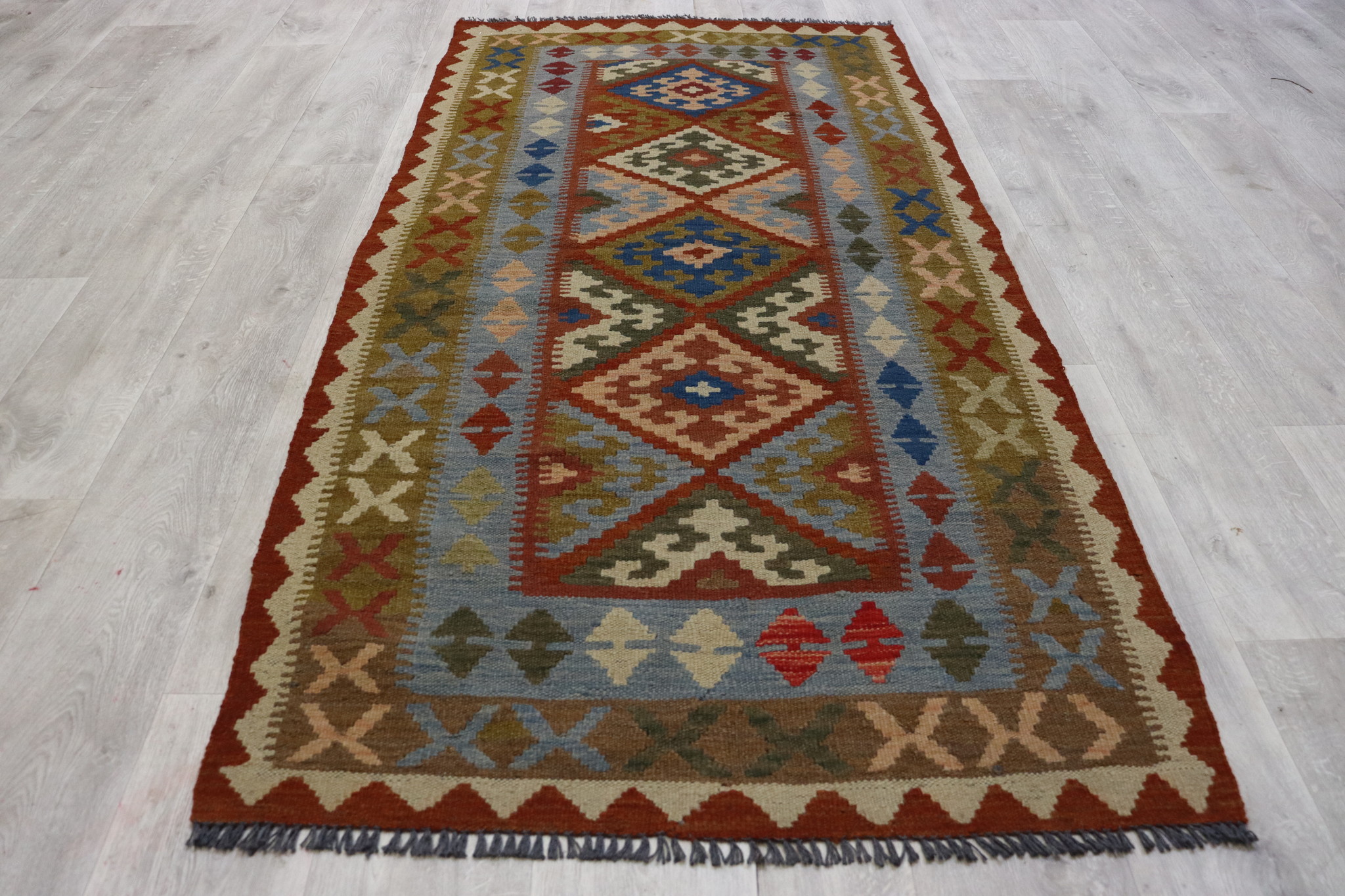 205x103 cm handgewebte nomaden orientt chobi Kelim aus Afghanistan  Nr:  3534