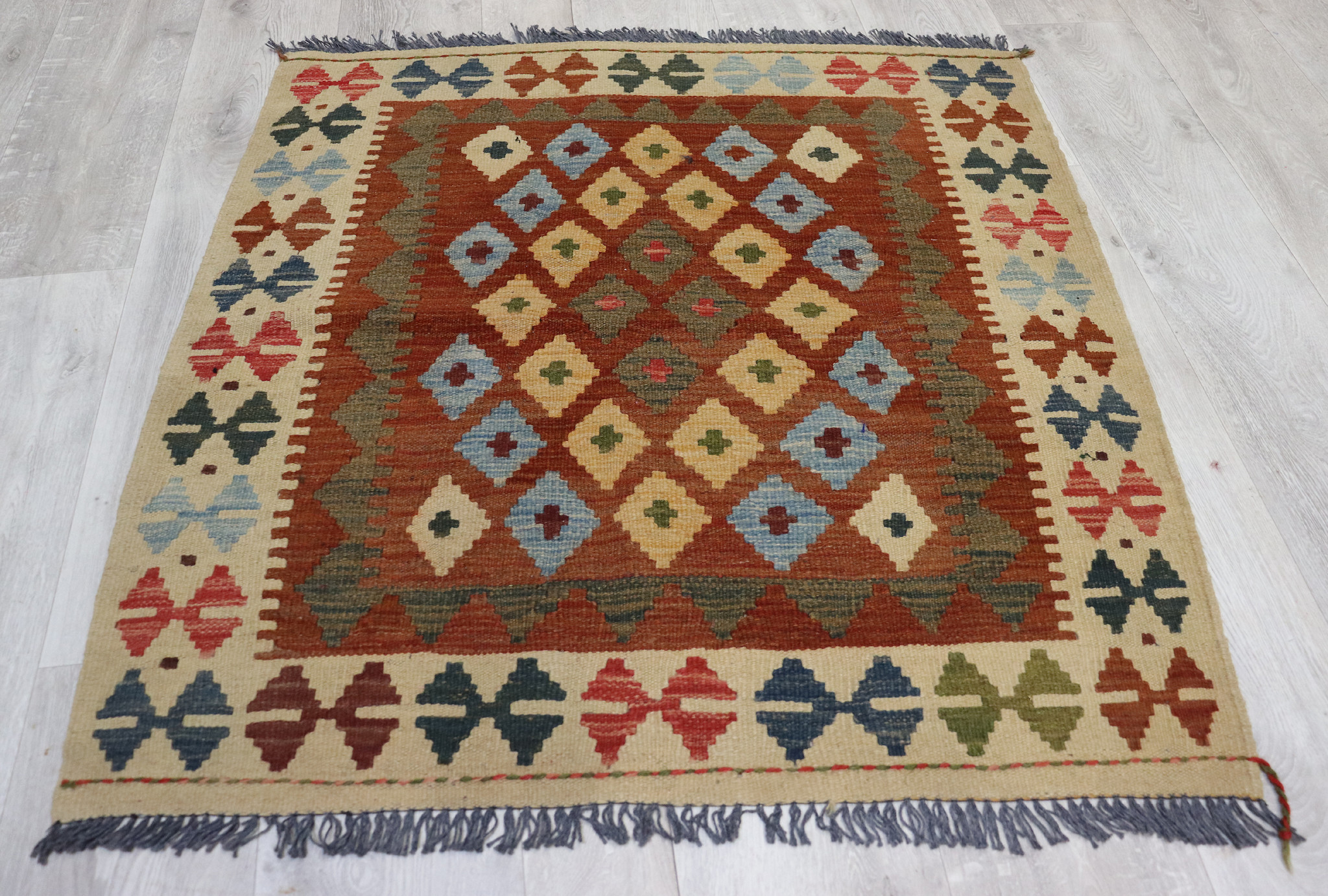 105x100 cm  oriental Handmade nomadic chobi kilim from Afghanistan No: 25