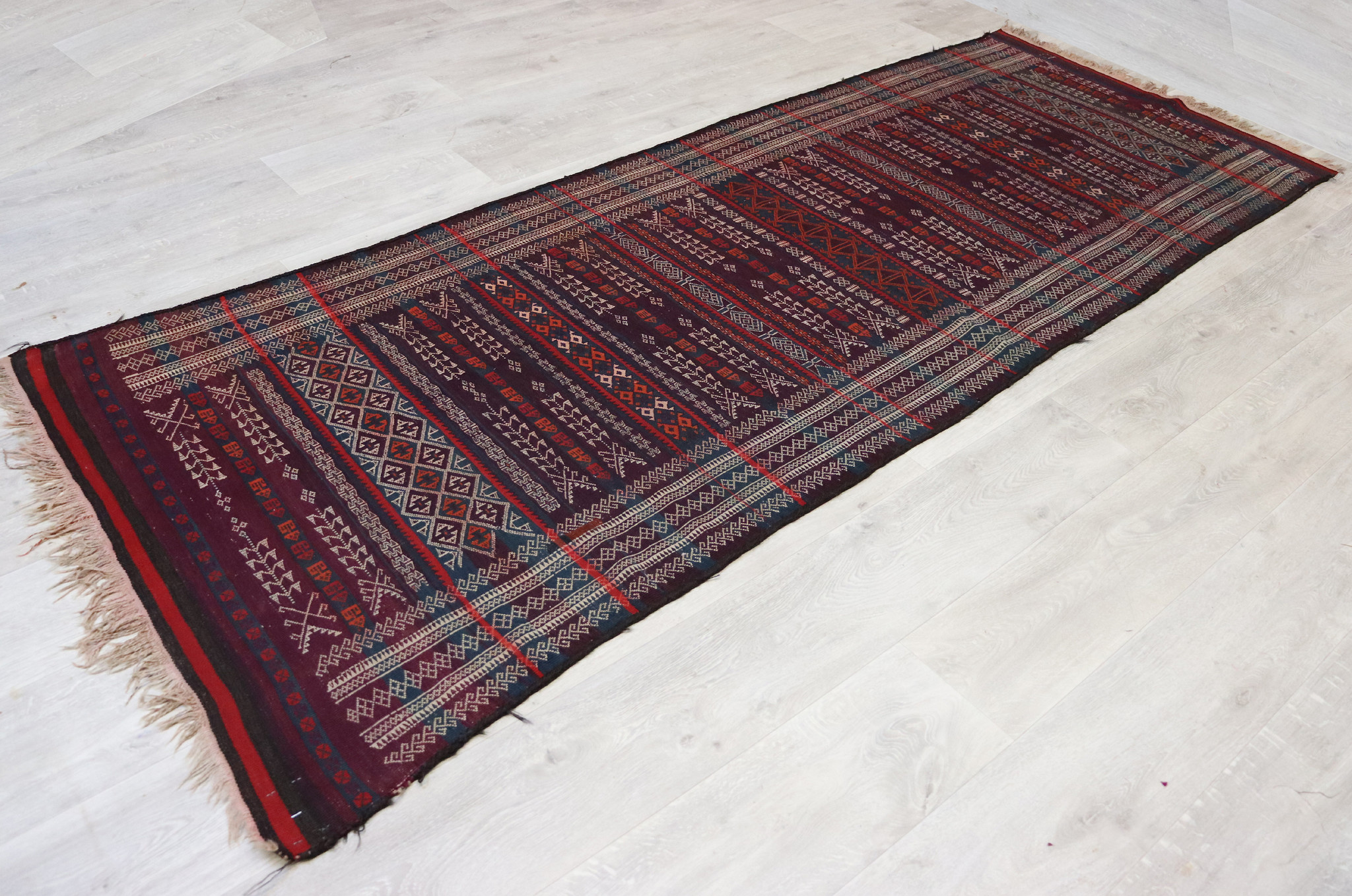 275x112 cm antique Nomadic  Kilim rug from Afghanistan No-PK367