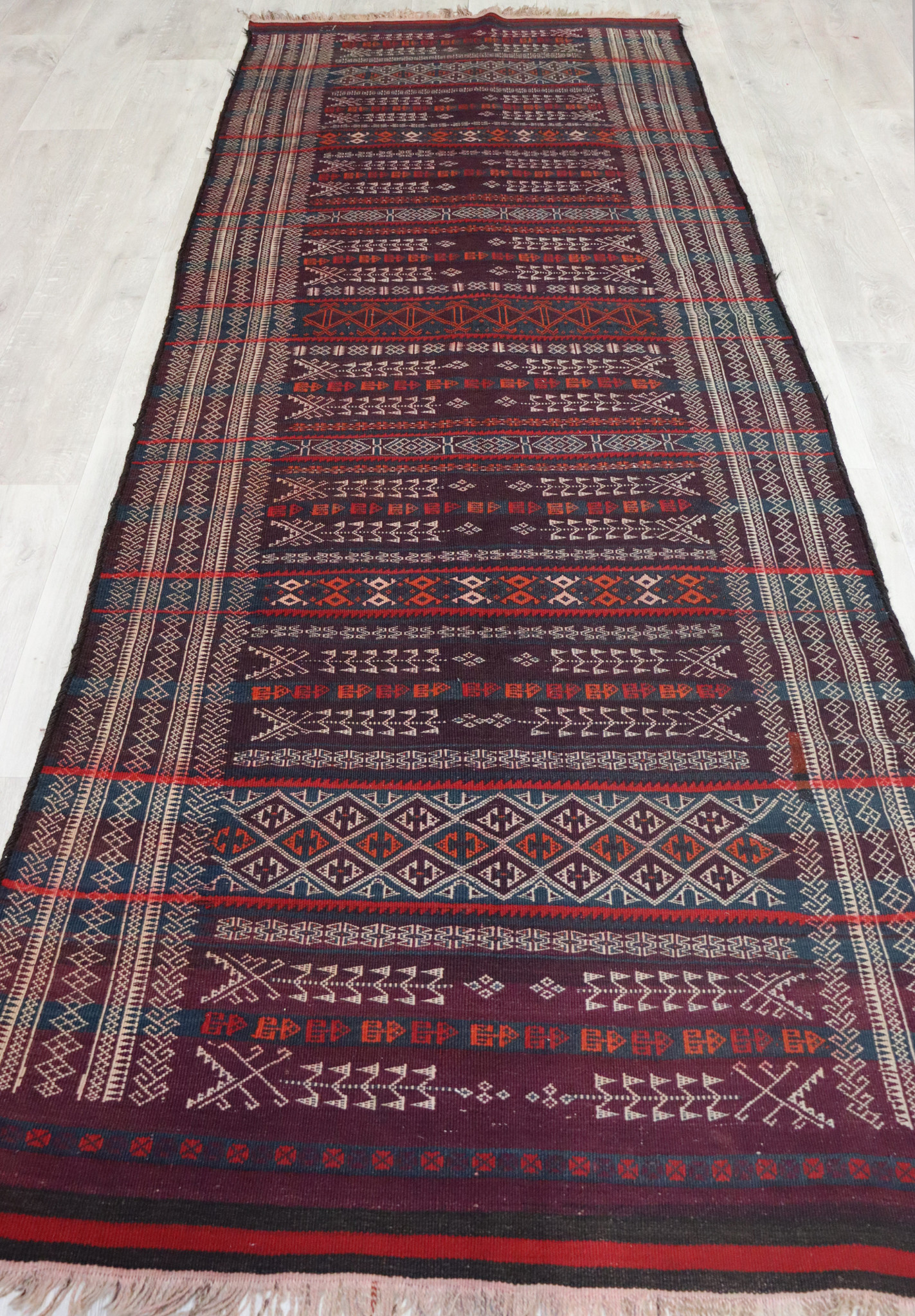 275x112 cm antique Nomadic  Kilim rug from Afghanistan No-PK367