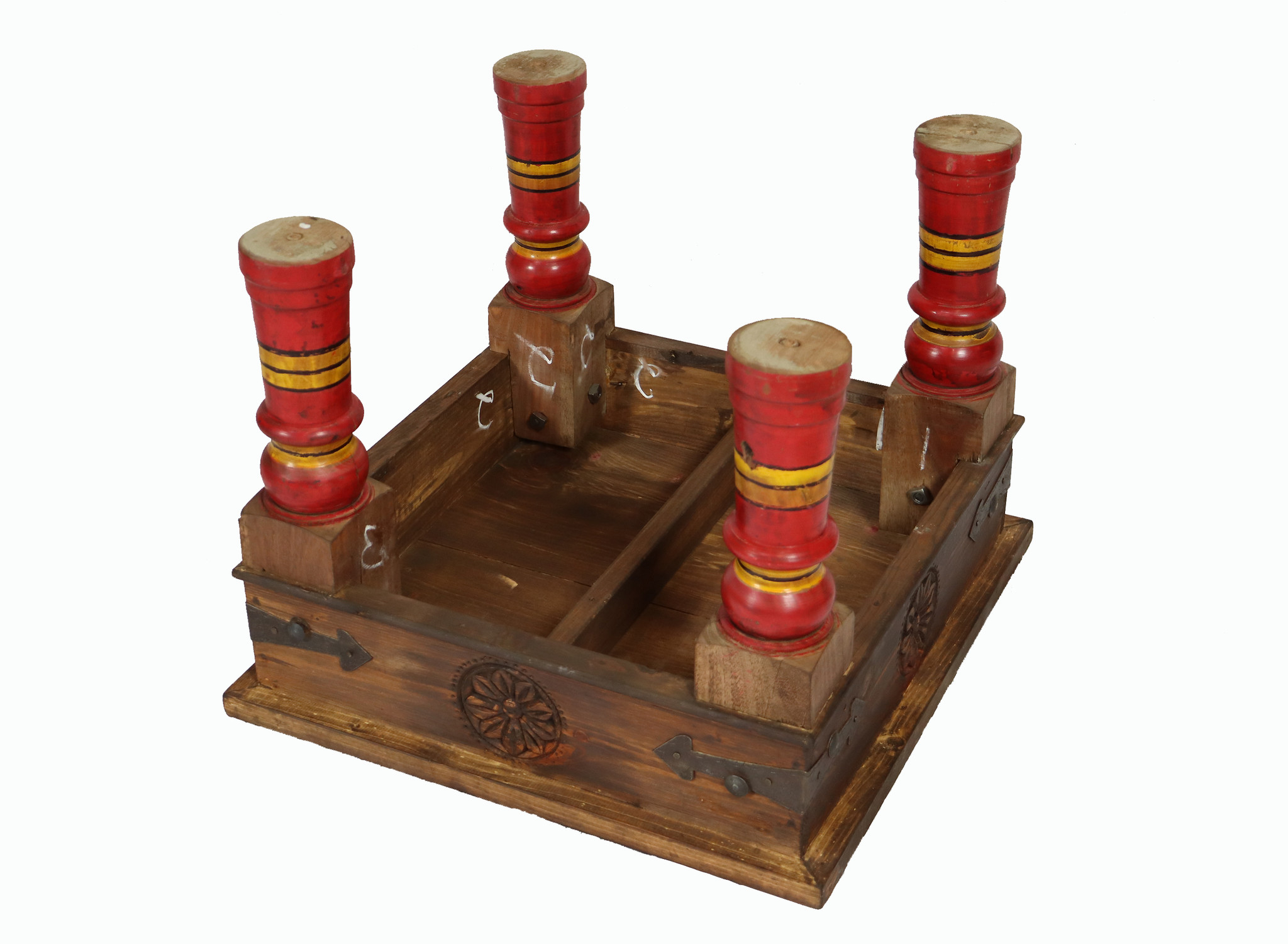 60x60 cm cm antique-look orient colonial solid wood hand-carved  table  Coffee Table living room table  from Afghanistan nuristan PJ