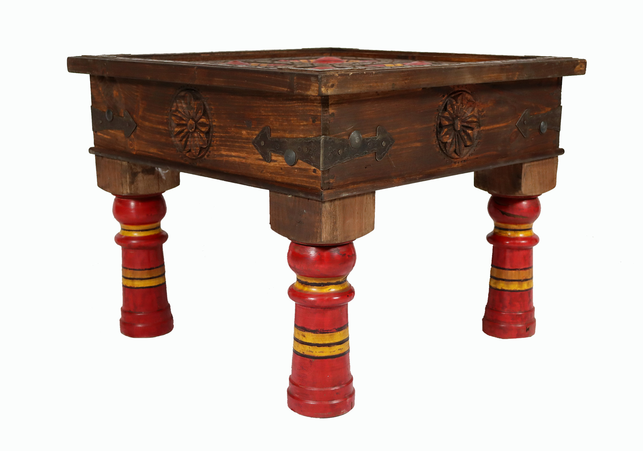 60x60 cm cm antique-look orient colonial solid wood hand-carved  table  Coffee Table living room table  from Afghanistan nuristan PJ