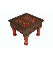 60x60 cm cm antique-look orient colonial solid wood hand-carved  table  Coffee Table living room table  from Afghanistan nuristan PJ