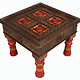 60x60 cm cm antique-look orient colonial solid wood hand-carved  table  Coffee Table living room table  from Afghanistan nuristan PJ