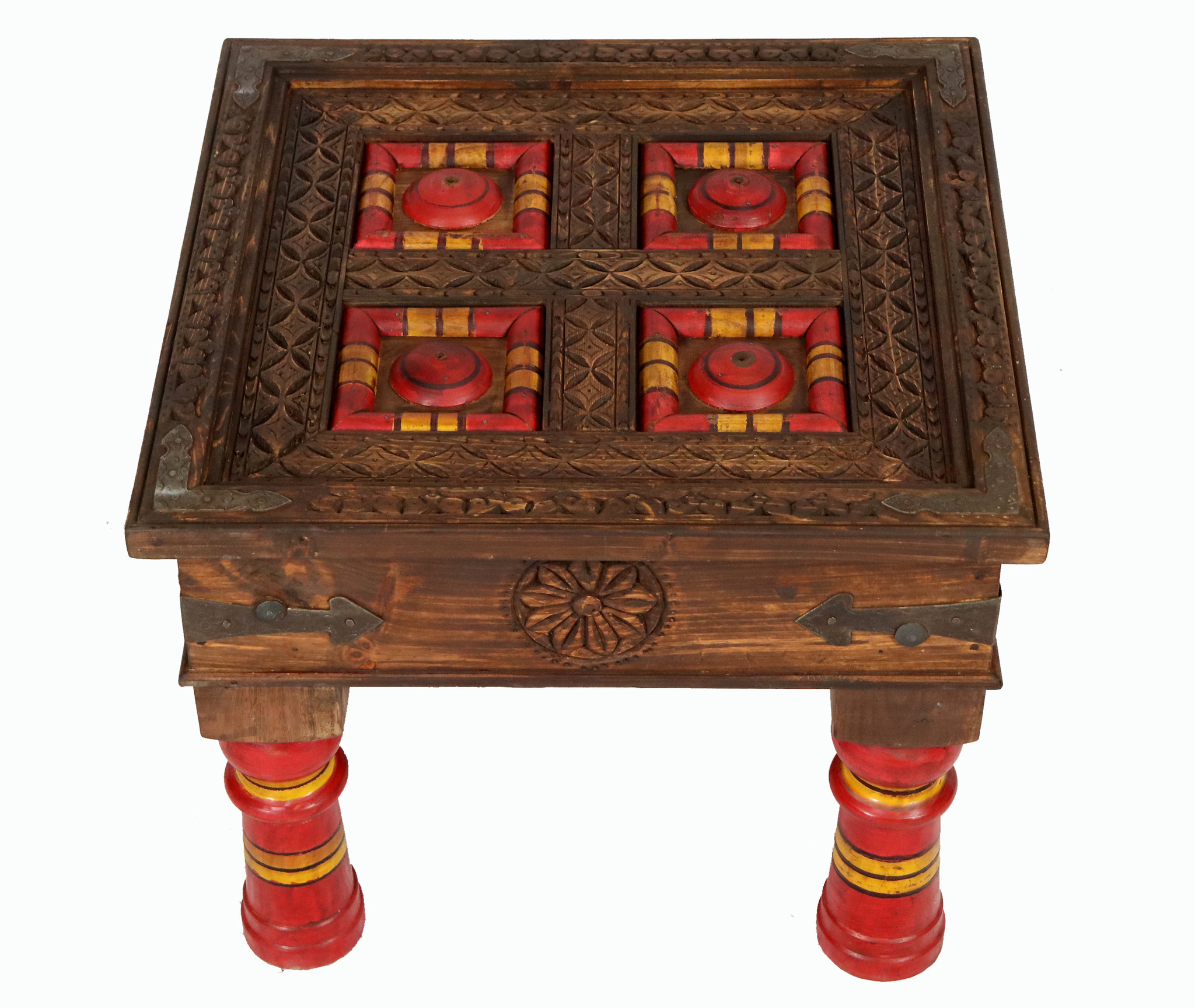 60x60 cm cm antique-look orient colonial solid wood hand-carved  table  Coffee Table living room table  from Afghanistan nuristan PJ