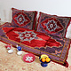 Set of 3 Pcs  1x Mattress  + 2x cushions orient Afghan nomad pillow rug seat floor cushion 1001-night Seating  majlis Toshak توشک  (Red23)