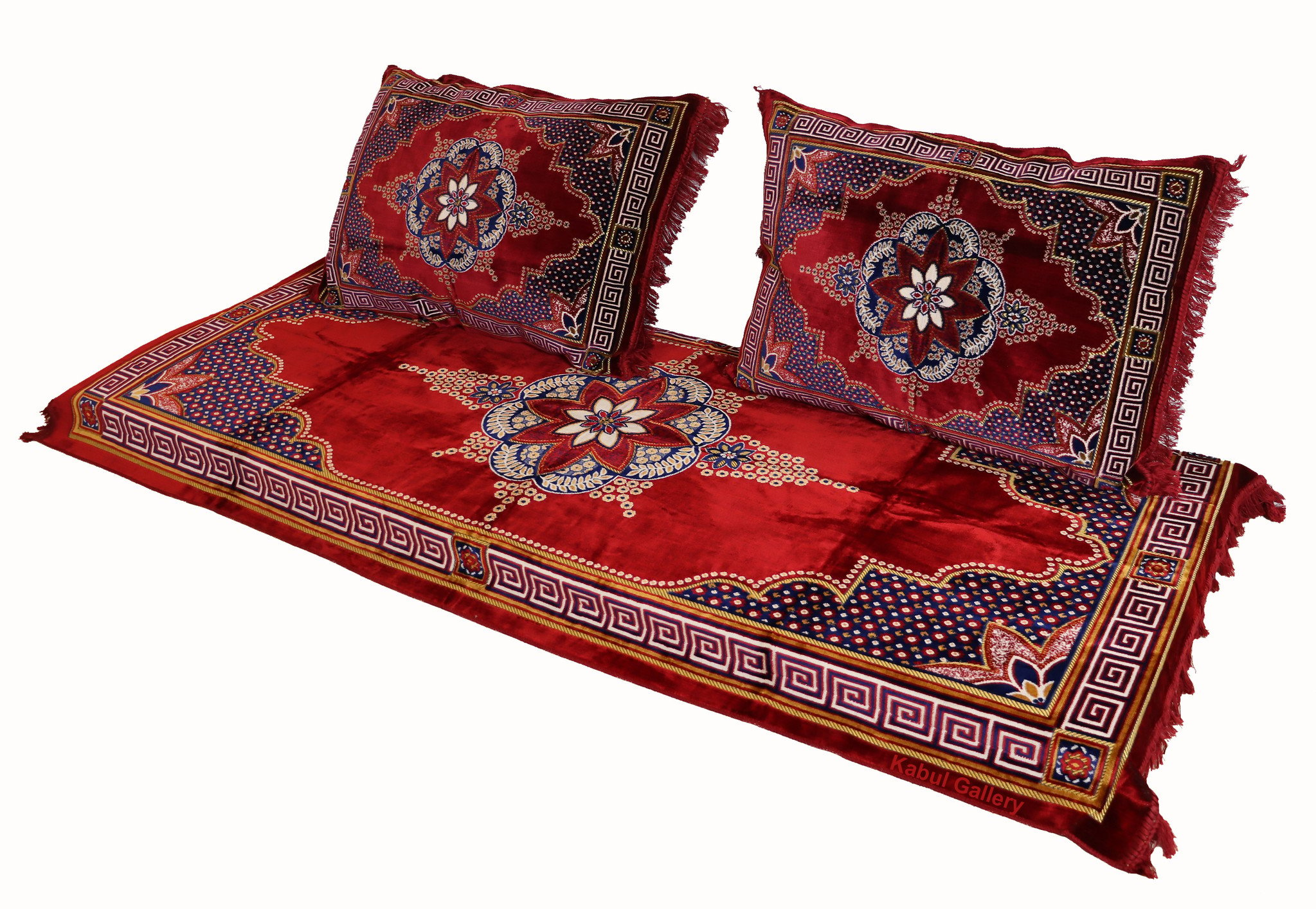 Set of 3 Pcs  1x Mattress  + 2x cushions orient Afghan nomad pillow rug seat floor cushion 1001-night Seating  majlis Toshak توشک  (Red23)