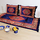 Set of 3 Pcs  1x Mattress  + 2x cushions orient Afghan nomad pillow rug seat floor cushion 1001-night Seating  majlis Toshak توشک  (Blue 23)