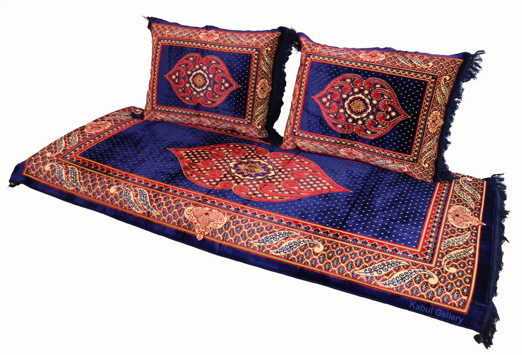 Set of 3 Pcs  1x Mattress  + 2x cushions orient Afghan nomad pillow rug seat floor cushion 1001-night Seating  majlis Toshak توشک  (Blue 23)