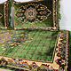 Set of 3 Pcs  1x Mattress  + 2x cushions orient Afghan nomad pillow rug seat floor cushion 1001-night Seating  majlis Toshak توشک  (Green 23)