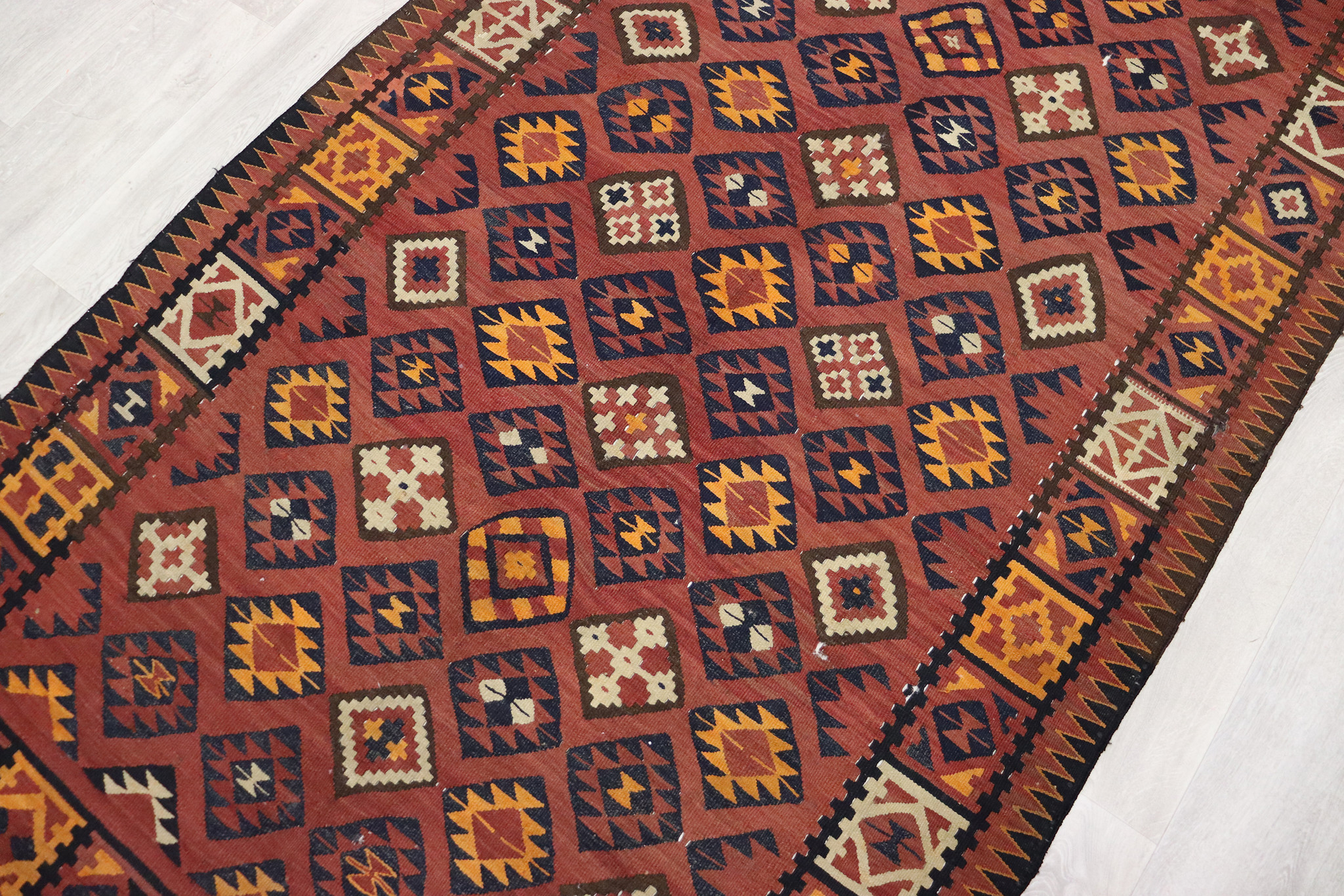 360x140  cm Antik handgewebte Nomaden Mokur kelim  No: MQ