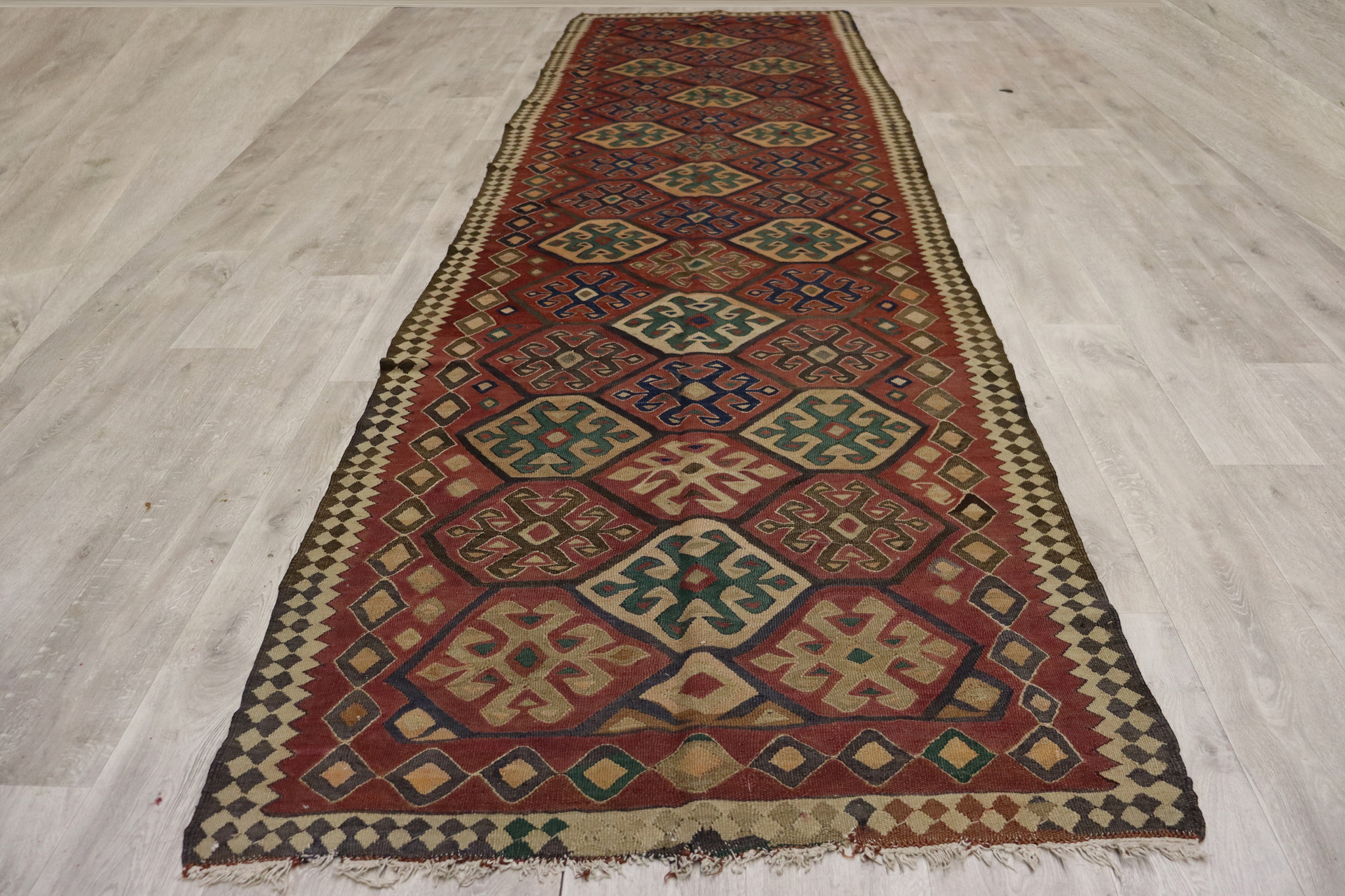 430x120 cm Antique rare oriental Fine  nomadic Ardabil Kilim rug No: -  465