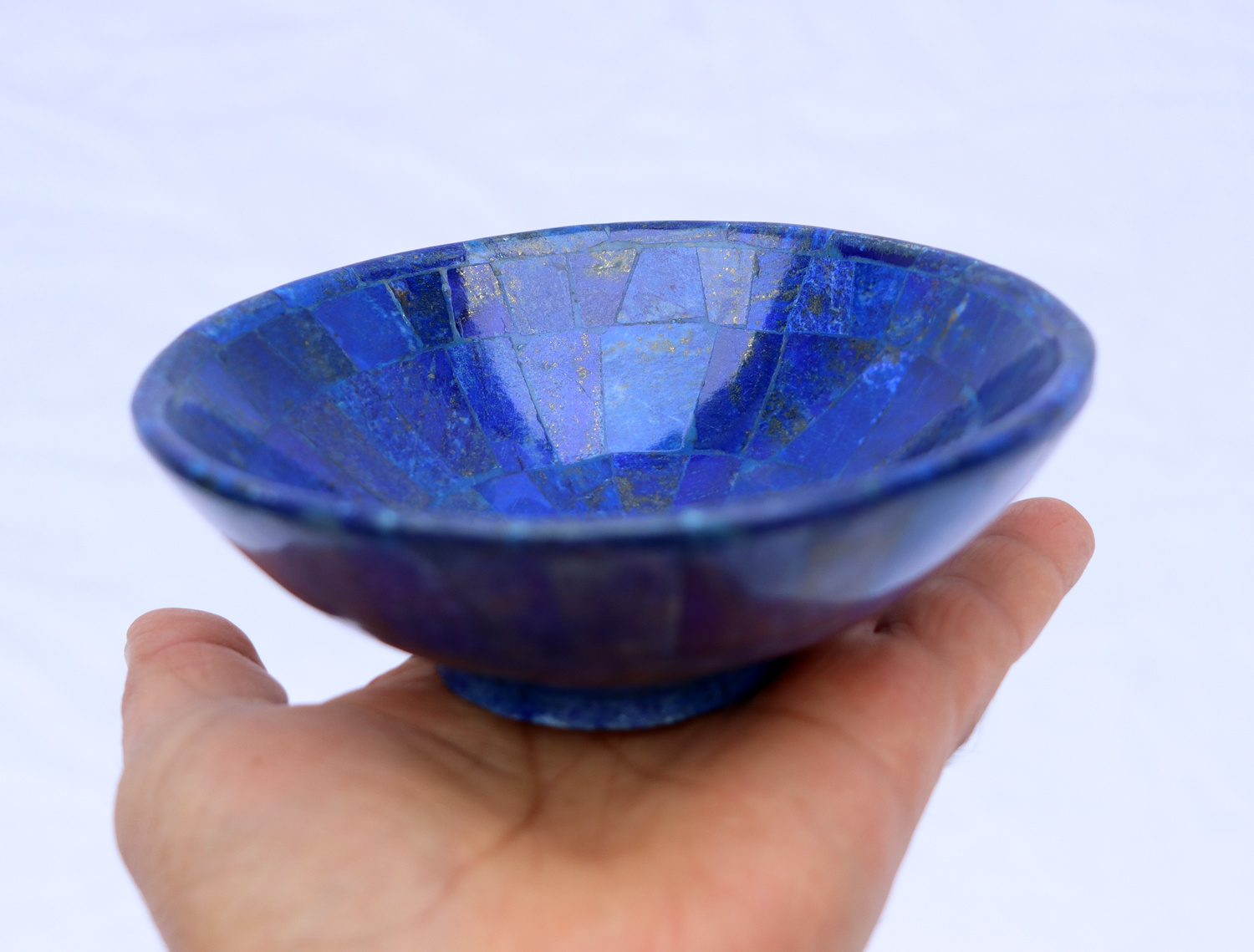 13 cm diameter Hand Crafted stunning genuine Natural High Quality Lapis Lazuli Gemstone Bowl cup from Afghanistan S/23