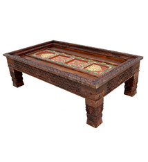 153x90 cm Massiv holz Afghan Wohnzimmertisch orient Teetisch Tisch Couchtisch BB