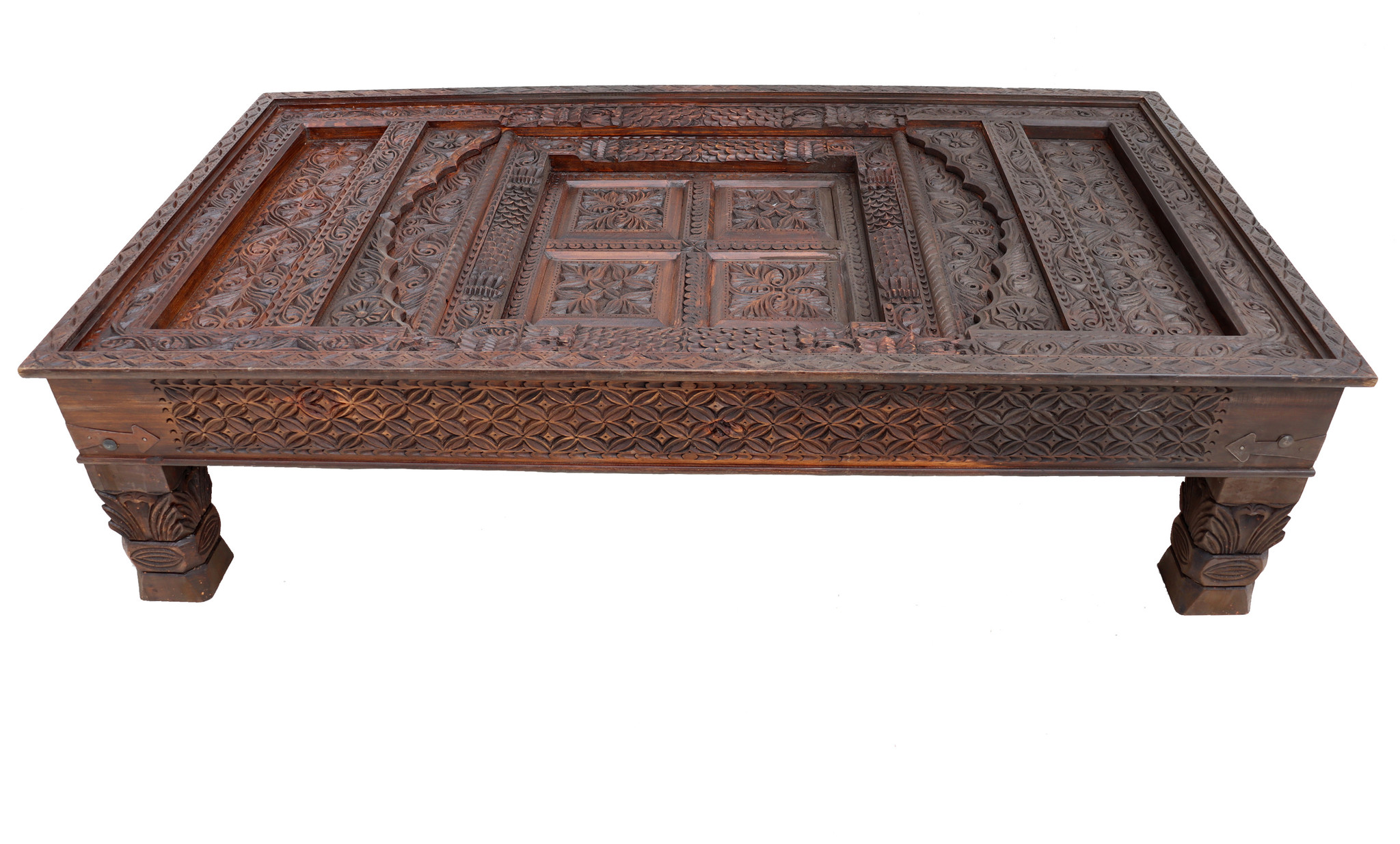 180x100 cm cm antique-look orient colonial solid wood hand-carved  table  Coffee Table   from Afghanistan nuristan 23-A