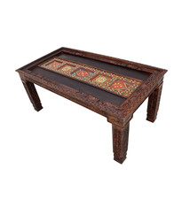 190x100 cm cm exclusive antique-look orient colonial solid wood hand-carved  kitchen table dining table desk from Afghanistan nuristan 23-PJ