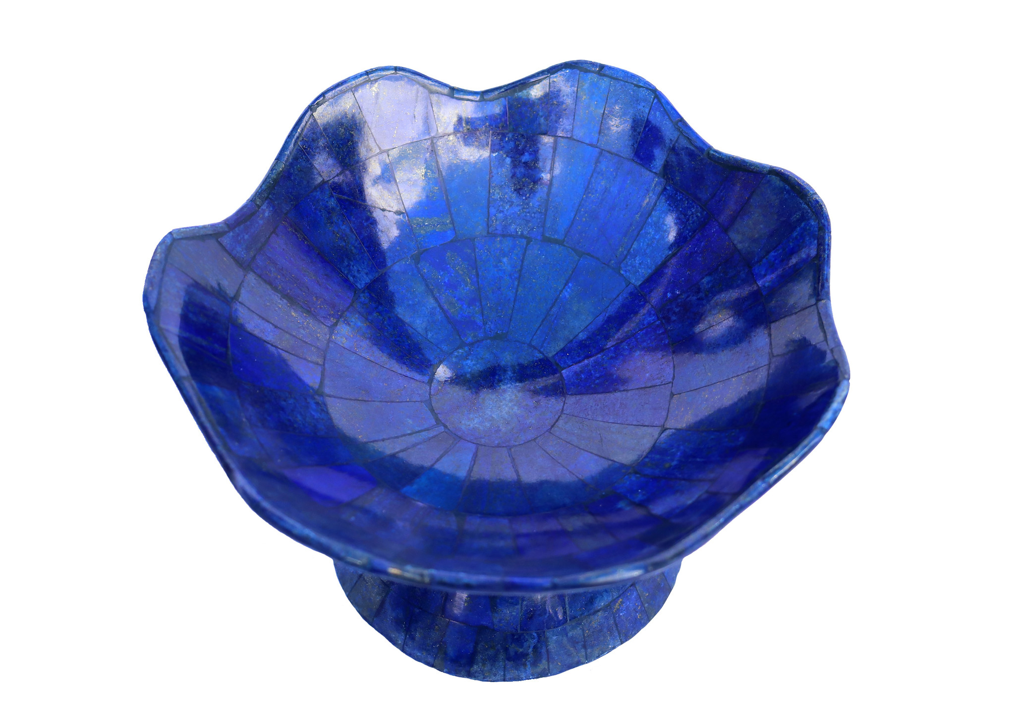 20 cm diameter Hand Crafted  Lapis Lazuli Gemstone fruit Bowl withe feet from Afghanistan  S/23