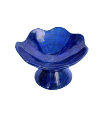 20 cm diameter Hand Crafted  Lapis Lazuli Gemstone fruit Bowl withe feet from Afghanistan  S/23