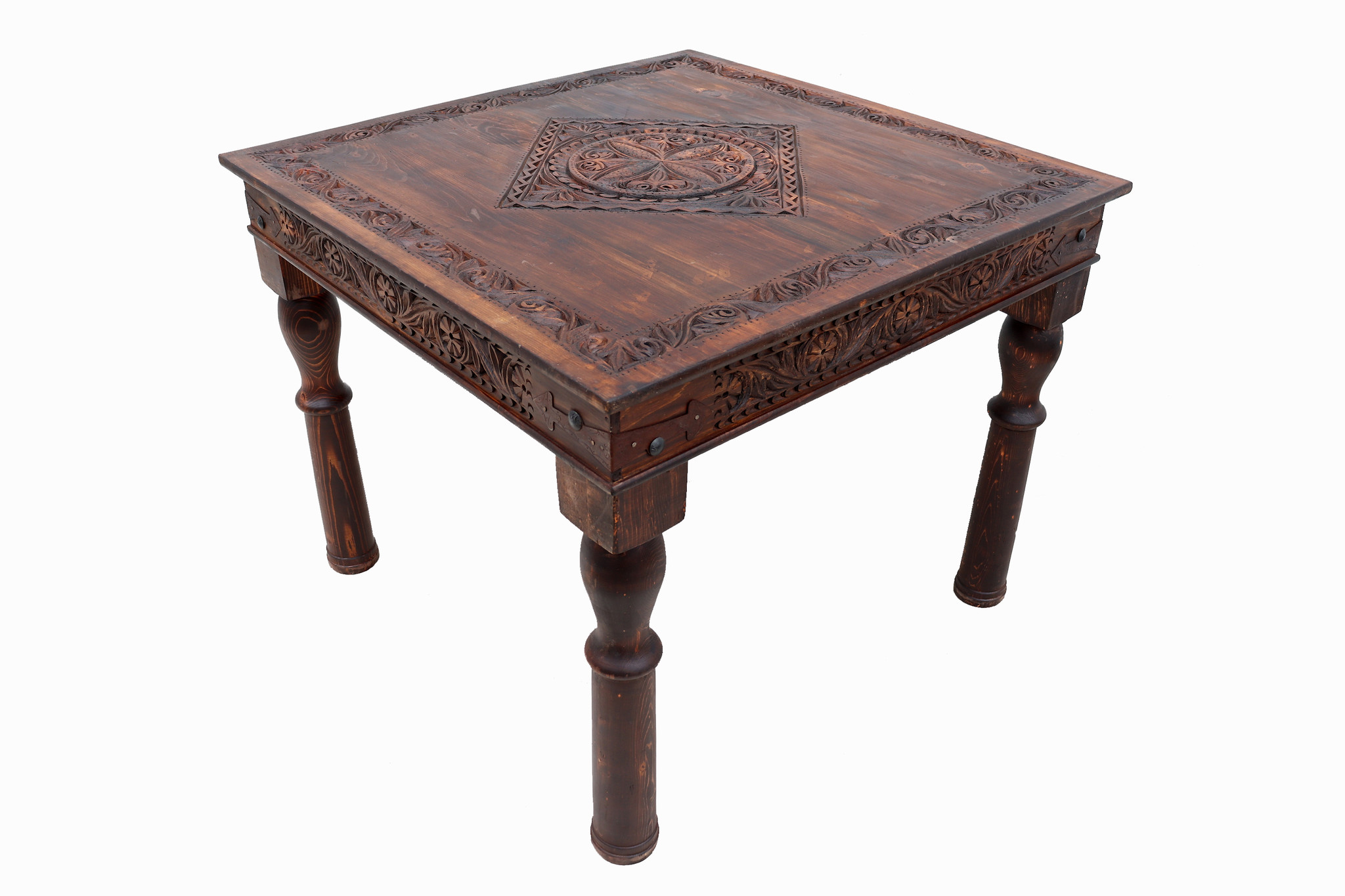 100x100  cm solid wood hand-carved table dining table from Afghanistan nuristan