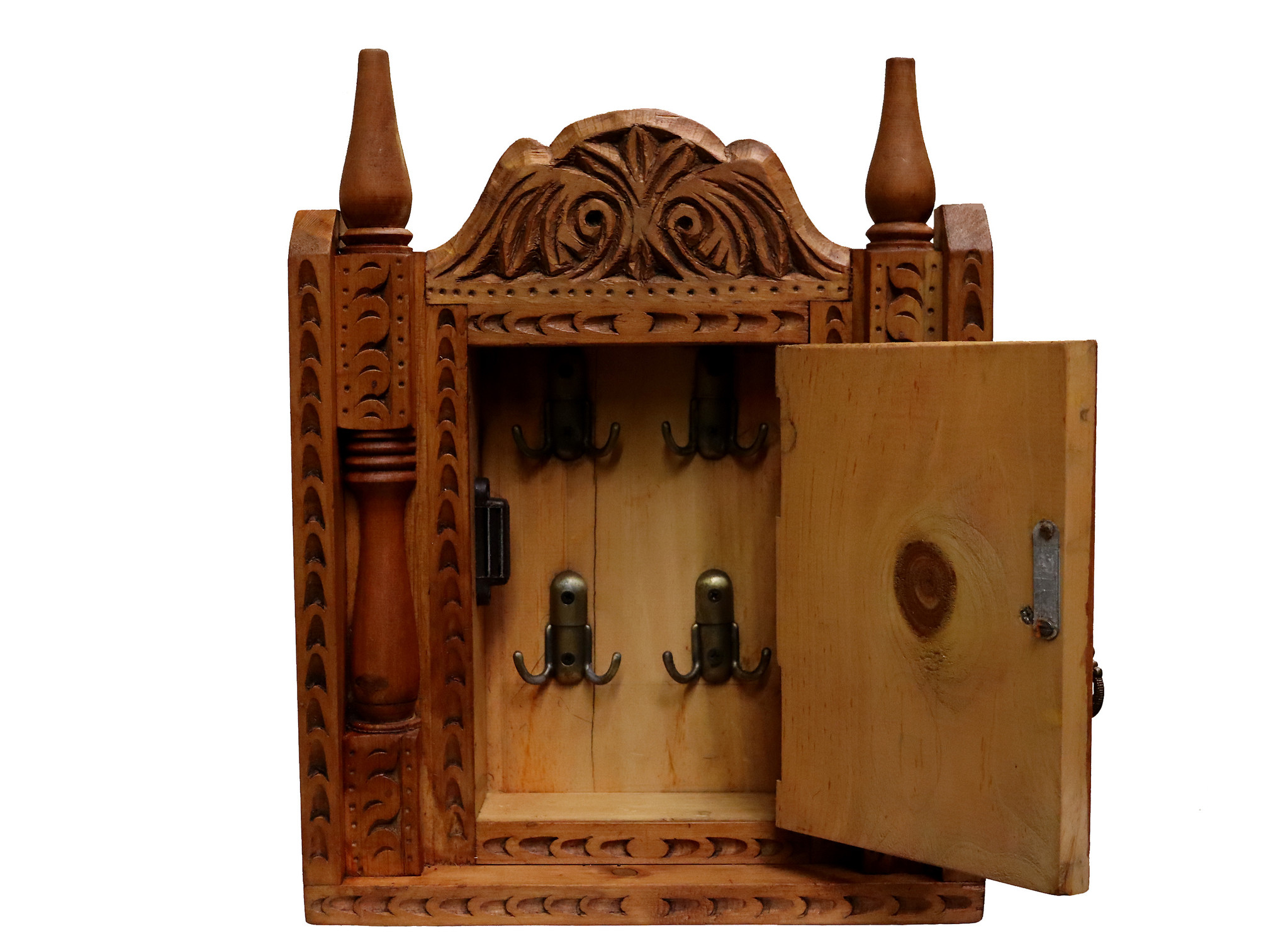 Key Box, Handmade Key Cabinet key wall holder wood key box Key Hanger Nuristan  Braun