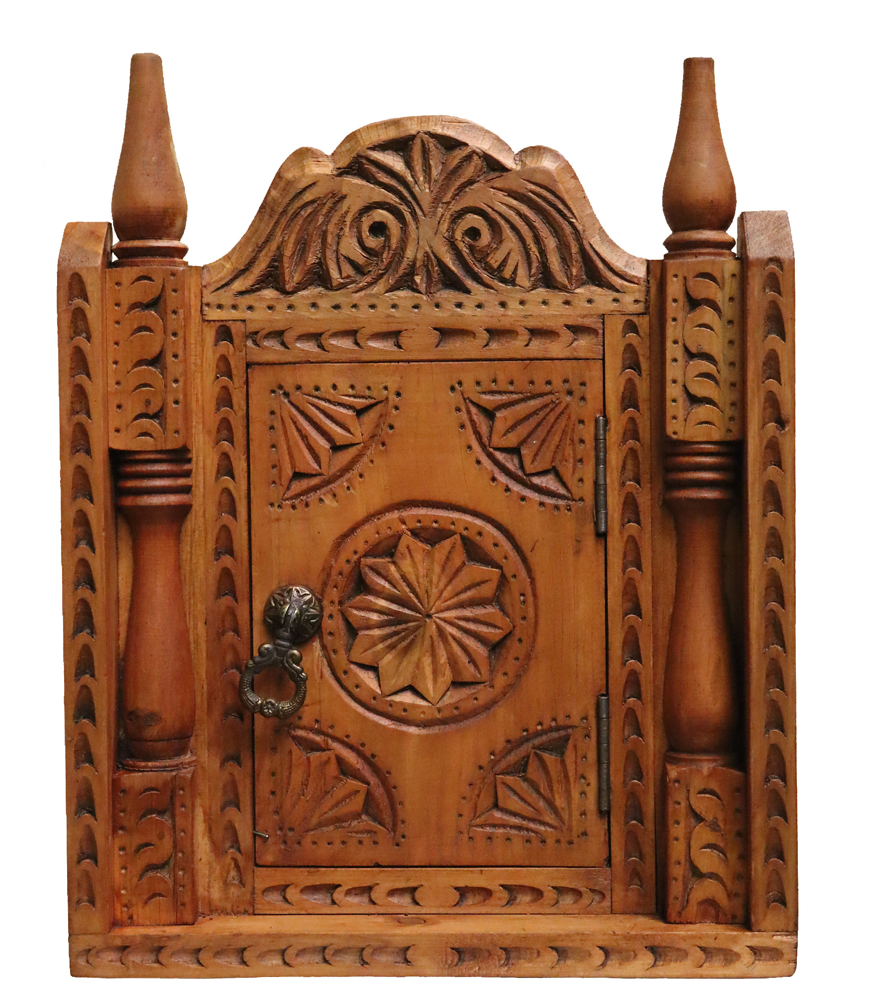 Key Box, Handmade Key Cabinet key wall holder wood key box Key Hanger Nuristan  Braun