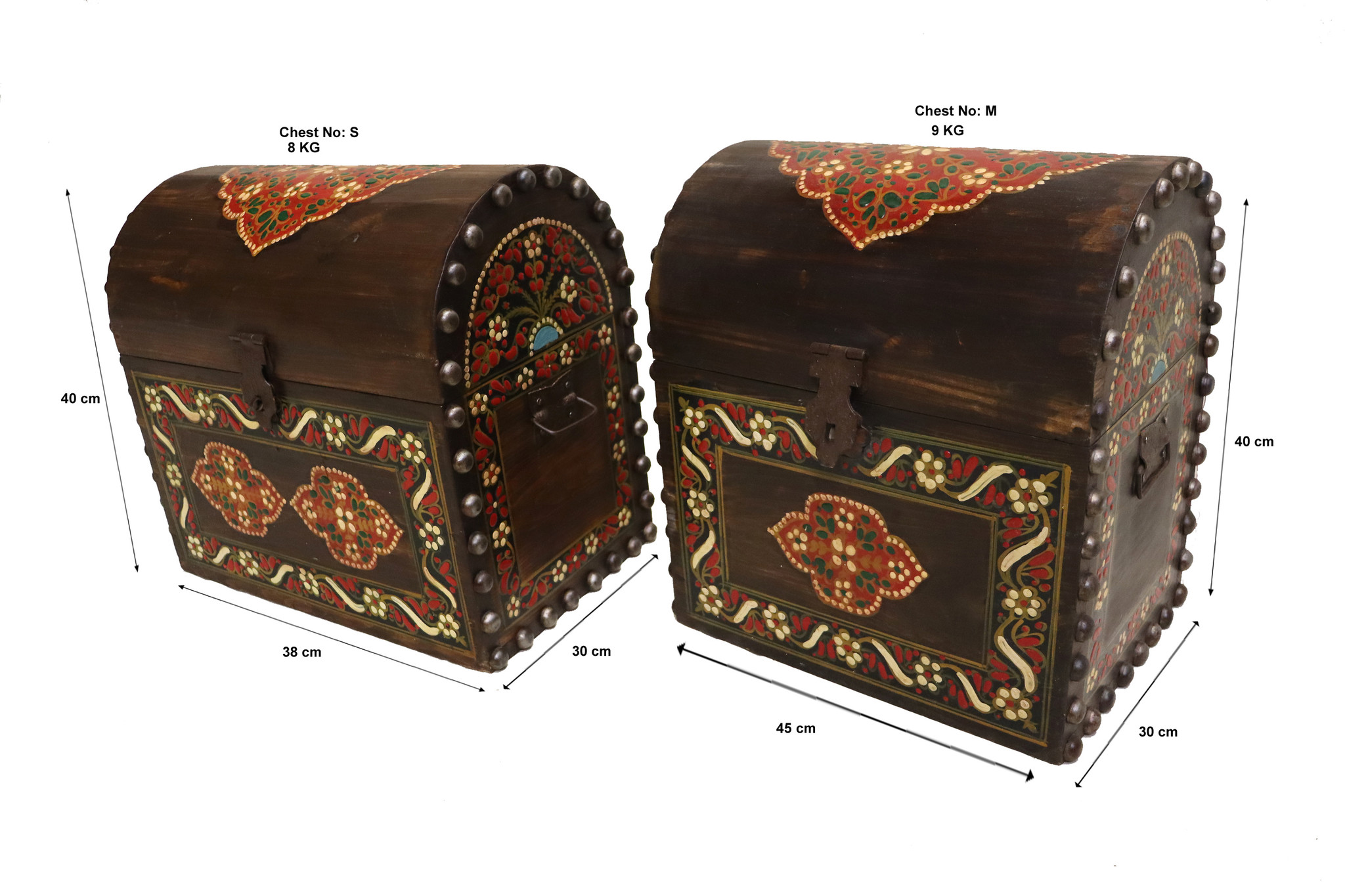 Vintage Retro Oriental Handicrafts Hand-Painted Solid Wood Treasure Country House Treasure Box Cabinet Wedding Chest Crate Sorting Box RAJ