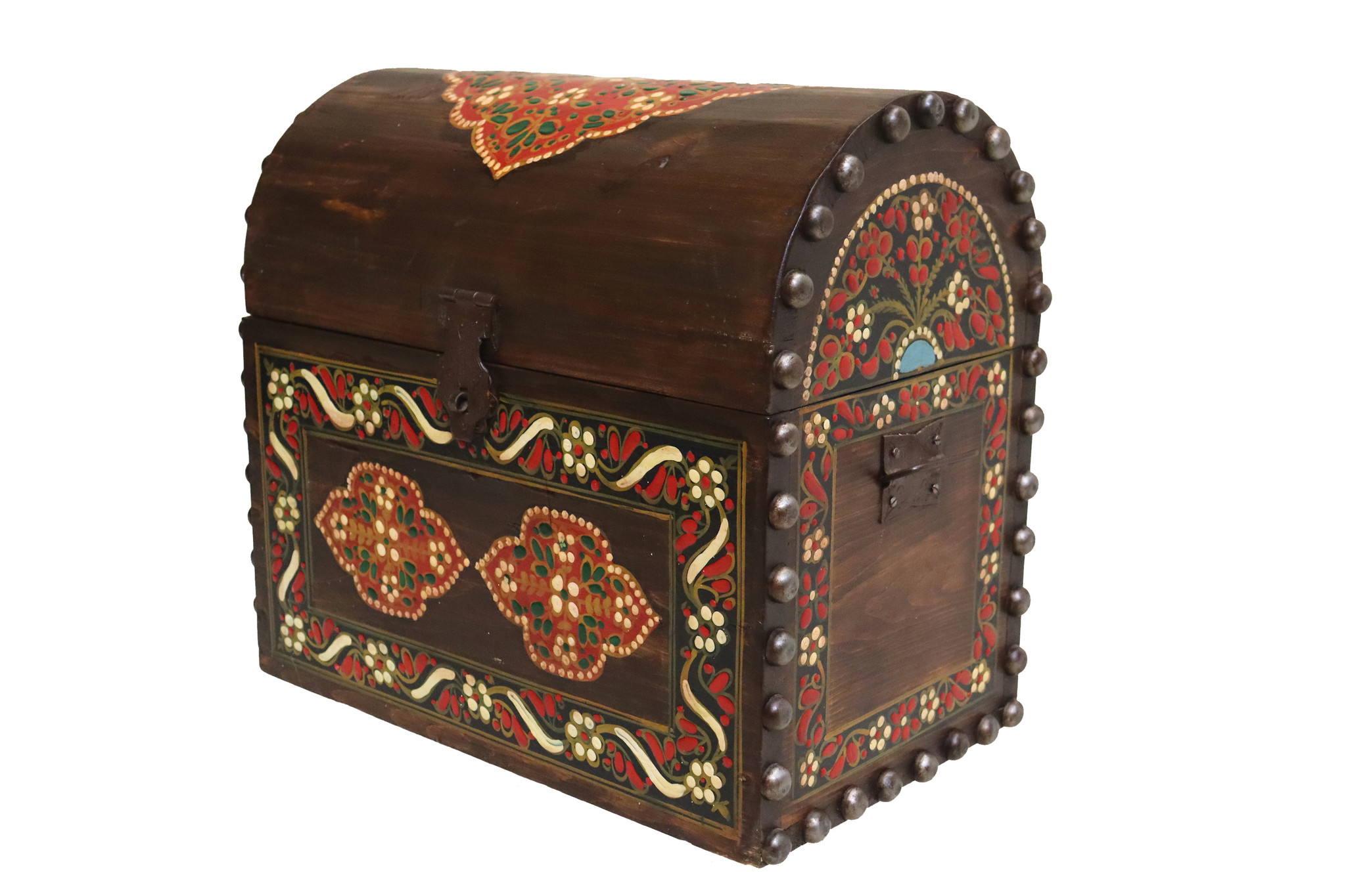Vintage Retro Oriental Handicrafts Hand-Painted Solid Wood Treasure Country House Treasure Box Cabinet Wedding Chest Crate Sorting Box RAJ
