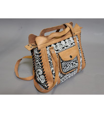 Rare Handmade Leather and Suzani Women's Shoulder Bag handbag shopper from Kabul Afghanistan No:23-3