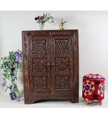 Massivholz handgeschnitzte Schrankwand Wohnwand Regalwand Regal Schrank kommode Flurschrank Sideboard Halbschrank Nuristan Afghanistan 23/B