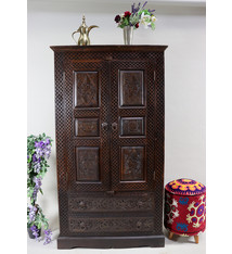 Massivholz handgeschnitzte Schrankwand Wohnwand Regalwand Regal Schrank kommode Flurschrank Sideboard  Nuristan Afghanistan 23/C