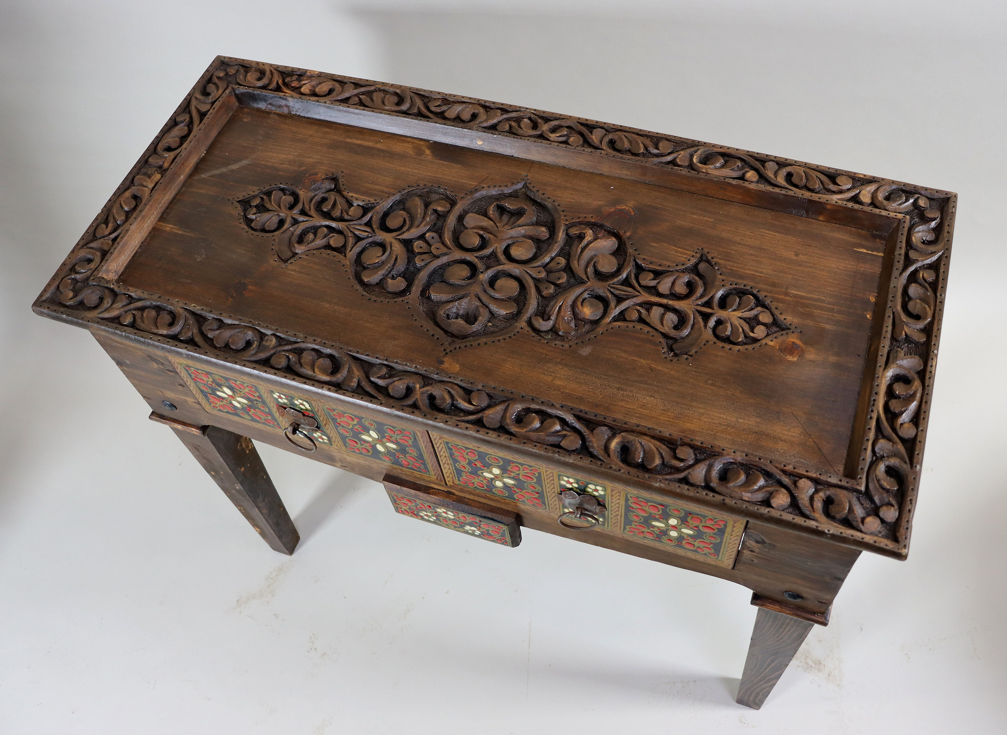 antique-look Hand Carved orient vintage wooden dressing table  console table  from Afghanistan Nuristan NR/PJ