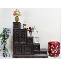 Massivholz handgeschnitzte Treppenschrank  Stufenkommde Nuristan Afghanistan