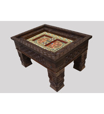80x60 cm cm antique-look orient colonial solid wood hand-carved  table  Coffee Table   from Afghanistan nuristan 23-4