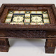 80x60 cm cm antique-look orient colonial solid wood hand-carved  table  Coffee Table   from Afghanistan nuristan 23-3