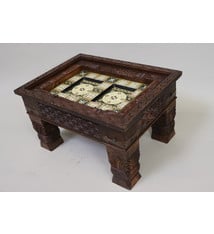 80x60 cm cm antique-look orient colonial solid wood hand-carved  table  Coffee Table   from Afghanistan nuristan 23-3