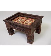 80x60 cm cm antique-look orient colonial solid wood hand-carved  table  Coffee Table   from Afghanistan nuristan 23-1