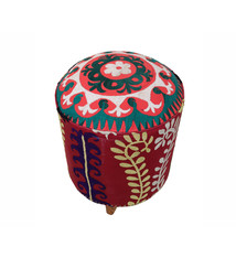 Vintage oriental luxurious Suzani stool chair stool seat cushion cushion stool pouf with antique Suzani upholstery Afghanistan 23/B