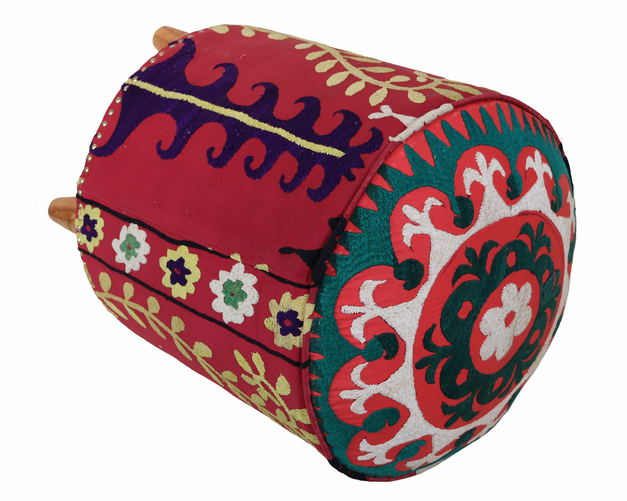 Vintage orientalische luxuriöse Suzani Hocker Stuhl Sitzhocker Sitzkissen cushion Stool Pouf mit antike Suzani Polsterung Afghanistan 23/B